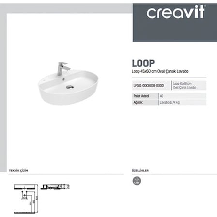 Oval Beyaz Delikli Lavabo 60 cm ile Modern Banyo
