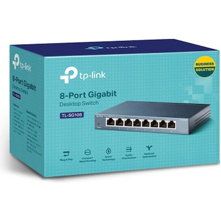 8 Port 10-100-1000 Mbps Switch, Çelik Gövde ile Dayanıklı Tasarım