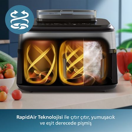 Çift Hazneli Airfryer, 9 Lt Kapasite ile Pratik Pişirme