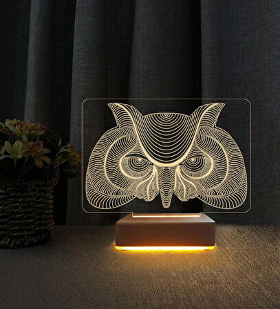 3D Baykuş Tasarımlı  3d Led Masa Lambası Doğum Günü Hediyesi Lamba
