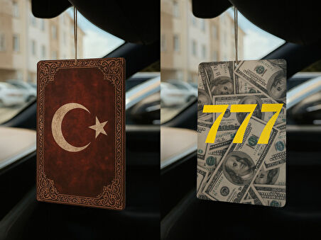 Türk Bayrağı ve Dolar Manifest 777 - İkili Oto Kokusu - Dekoratif Araç Kokusu ve Aksesuarı