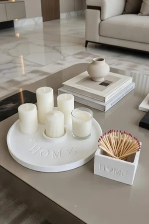 "HOME" Temalı Set / 25 cm Tepsi ve Dekoratif Kutu