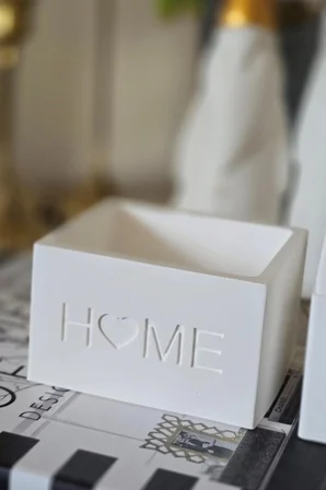 "Home Sweet Home" 3 lü Hediye Seti (25 cm Tepsi,Home Kutu ve Ev)