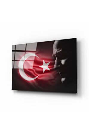 Türk Bayrağı ve Atatürk Cam Tablo