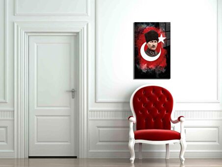 Atatürk ve Türk Bayrağı Cam Tablo