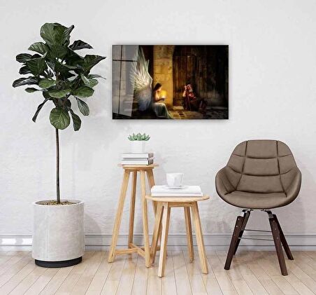 Melek Kız Cam Tablo 4mm Dayanıklı Temperli Cam