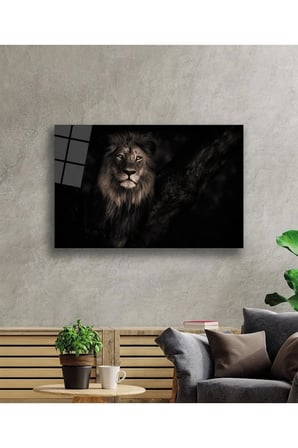 Aslan Hayvan Cam Tablo 4mm Dayanıklı Temperli Cam