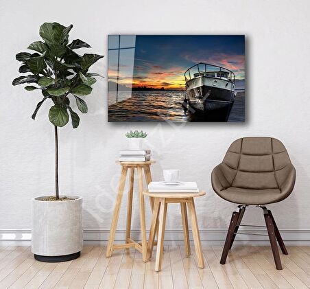  Deniz Gemi Manzara Cam Tablo 4mm Dayanıklı Temperli Cam