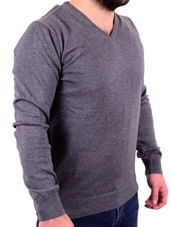 Twister 3622 Gri Melanj V Yaka Erkek Kazak