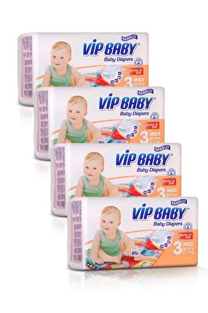 Vıp Baby Aylık Paket 3 Midi 36 Adet 4lü Set Bebek Bezi