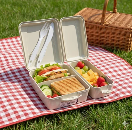 Titiz Takeaway Beslenme Kabı Seti Bölmeli Lunch Box Çatal Bıçak Dahil BPA Free