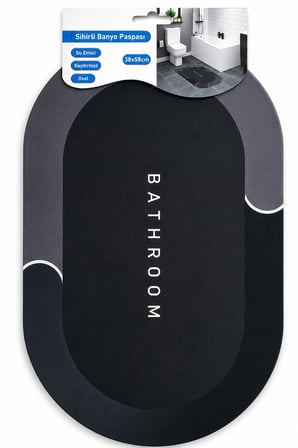 Sihirli Banyo Paspası 38x58 cm - Süper Su Emici, Kaydırmaz ve Hızlı Kuruyan Oval