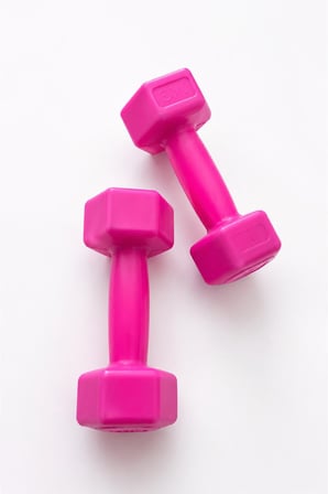 Pembe Köşeli Kemik Dambıl Seti 1 kg - Pilates Fitness ve Egzersiz El Halteri