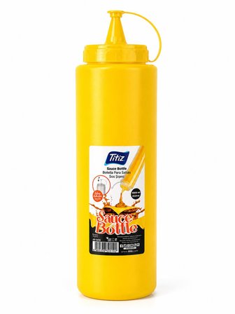 Titiz 700 ml Sos Şişesi Seti Sarı Kırmızı Şeffaf Sızdırmaz Kapaklı 1 Adet