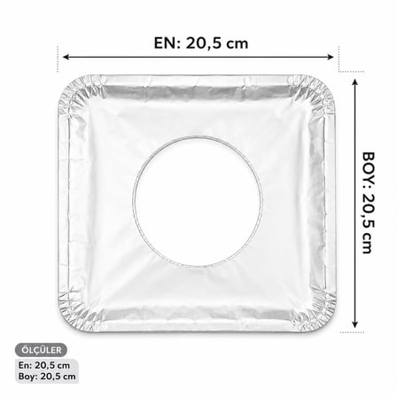 Alüminyum Folyo Ocak Zemini Koruyucu 10 Adet - Tek Kullanımlık Yağ Önleyici 20,5x20,5 cm