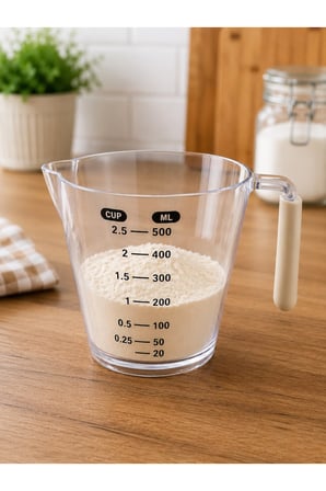 500 ML Ölçü Kabı Ölçekli Şeffaf Dereceli Mutfak Ölçü Bardağı Cup ve ML Ölçülü Kulplu