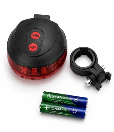 7 Fonksiyonlu Lazer Şerit Bisiklet Arka Stop Lambası | 5 LED, 2 Lazer, Su Geçirmez, 260° Görünürlük