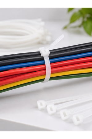 100 Adet Beyaz Cırt Kelepçe 4,8x200 mm Plastik Kelepçe Kablo Düzenleyici Güçlü Kilit Mekanizmalı
