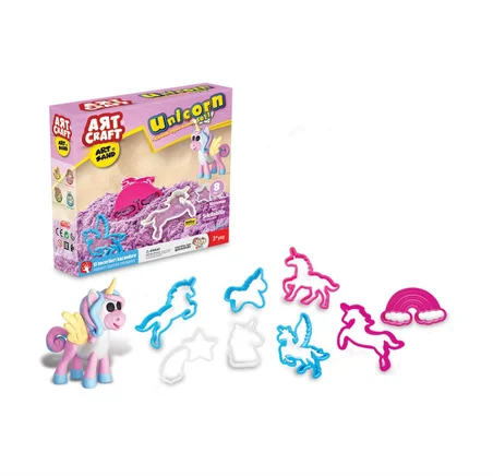 Art Craft Unicorn Oyun Kumu Seti 500 gr 8 Parça Kalıplı Sıkılabilir Kinetik Kum