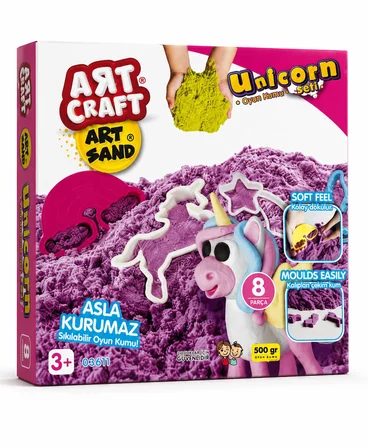 Art Craft Unicorn Oyun Kumu Seti 500 gr 8 Parça Kalıplı Sıkılabilir Kinetik Kum
