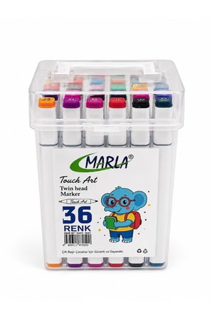 36 Renk Çift Uçlu Marker Kalem Seti Touch Art Boyama ve Çizim Kalemi Kutulu