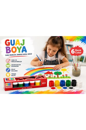 Südor Guaj Boya 6 Renk 20 ml Canlı Renkler Çocuklar İçin Boyama ve Resim Seti