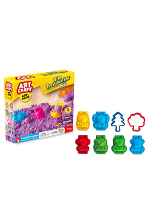Art Craft Art Sand 3D Hayvanlar Kinetik Oyun Kumu 500 Gr 8 Parça Kalıplı Set