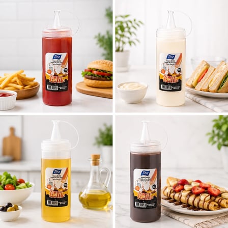 Titiz 400 ml Sos Şişesi Sıkma Sosluk Ketçap Mayonez Yağ ve Krepler İçin