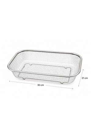 Paslanmaz Metal Dikdörtgen Süzgeç Sebze Meyve Yıkama ve Süzme Sepeti 30x21 cm