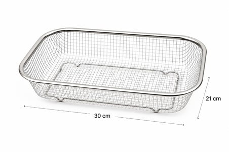 Paslanmaz Metal Dikdörtgen Süzgeç Sebze Meyve Yıkama ve Süzme Sepeti 30x21 cm