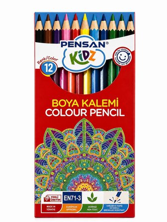 Pensan Kidz 4 lü Boyama Seti 12 Renk Keçeli Kalem Pastel Sulu Boya Kuru Boya Okul Seti