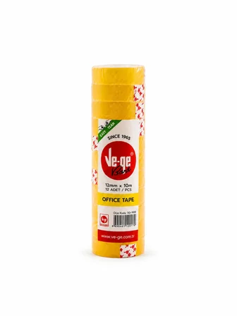 Ve-Ge Ofis Bandı 12 mm x 10 m 12 Adet Şeffaf Bant