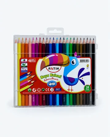 Fatih 24 Renk Kuru Boya Kalemi Plastik Kutulu Canlı Renkler