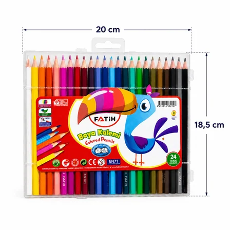 Fatih 24 Renk Kuru Boya Kalemi Plastik Kutulu Canlı Renkler