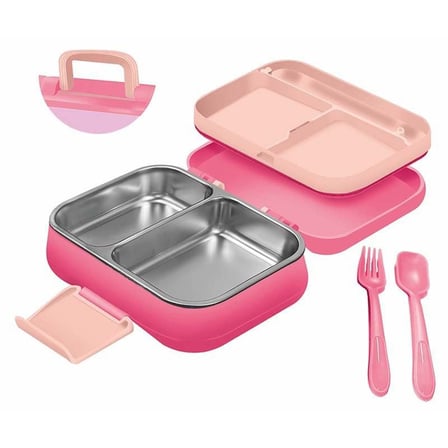 Titiz Happii 1030 ml Çelik Bölmeli Beslenme Kabı Sızdırmaz Silikon Contalı Çatal Kaşık Setli