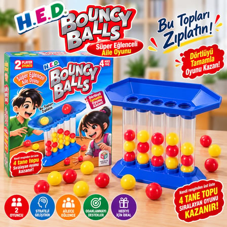 Bouncy Balls Zıplayan Top Oyunu 2 Kişilik Eğlenceli Çocuk ve Aile Oyunu 4+ Yaş