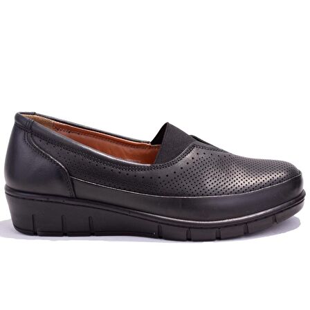 Polaris Siyah 105071 5 Nokta Ortopedik Günlük Kadın Deri Ayakkabı