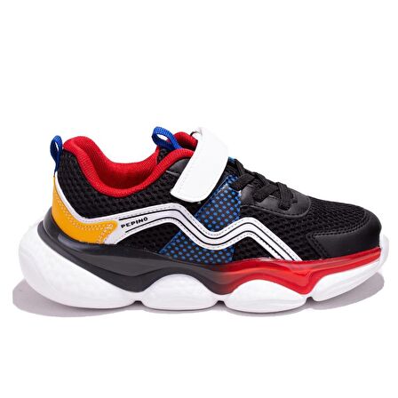 Pepino 1651B Siyah Kırmızı Ortopedik Günlük Erkek Çocuk Spor Ayakkabı