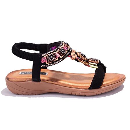 Dagoster DZA07-7416782BB Siyah Günlük Ortopedik Kadın sandalet
