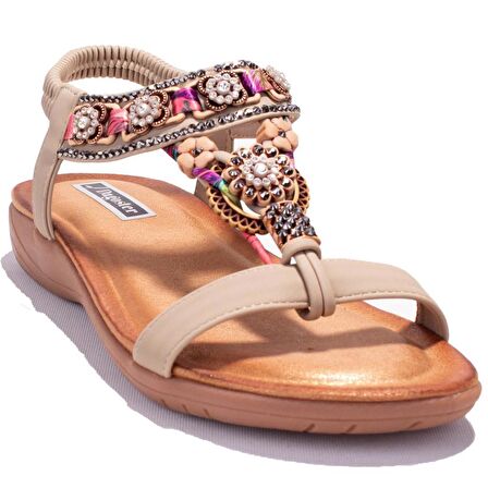 Dagoster DZA07-7416782BB Bej Günlük Ortopedik Kadın sandalet