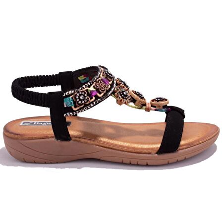 Dagoster DZA07-7416789BB Siyah Günlük Ortopedik Kadın sandalet