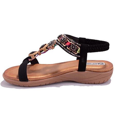 Dagoster DZA07-7416789BB Siyah Günlük Ortopedik Kadın sandalet