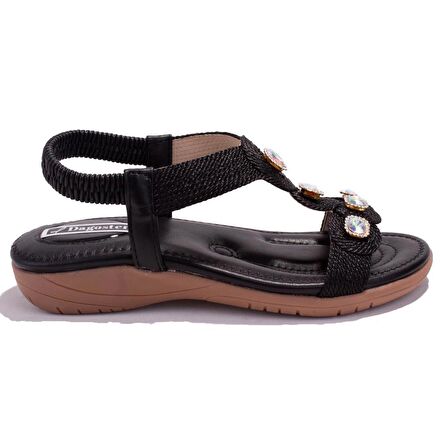 Dagoster DZA07-74172497BB Siyah Günlük Ortopedik Kadın sandalet