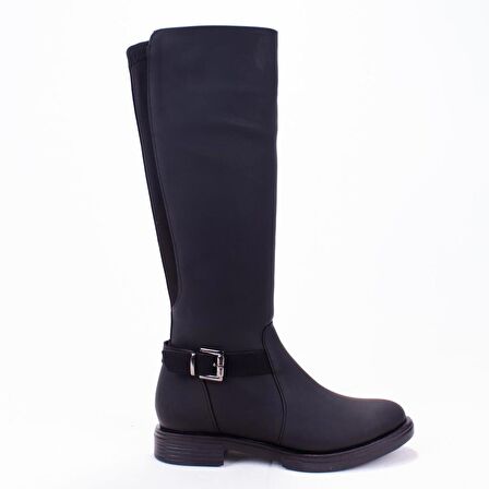 Dagoster DZA07-43621910 Siyah Günlük Streçli Düz Topuk Kadın Çizme