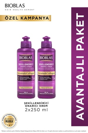 7 24 Şekillendirici Saç Bakım Kremi Belirgin Bukleler Dalgalı Ve Kıvırcık Saçlar 2 x 250ML