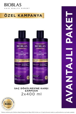 Biotin & Kafein Saç Dökülmesine Karşı Şampuan 2 x 400 Ml