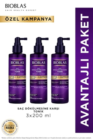 Biotin & Kafein Saç Dökülmesine Karşı Tonik 3 x 200 Ml