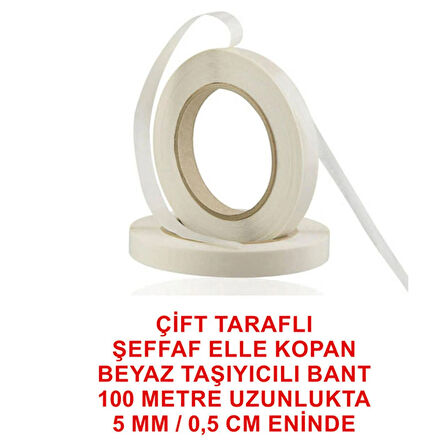 Çift Taraflı Elle Kopan Şeffaf Bant