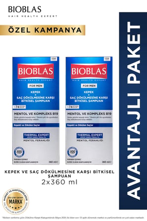 Thermal Expert Men Kepek ve Saç Dökülmesine Karşı Şampuan 2 x 360 Ml