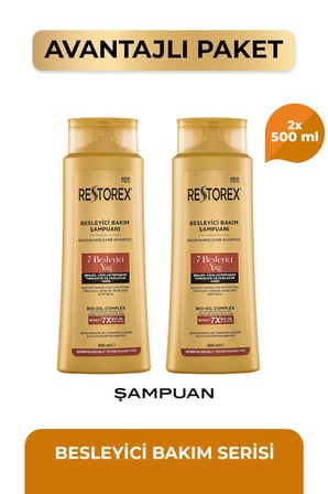 Besleyici Bakım Şampuanı 2 x 500 Ml - 7 Besleyici Yağ Göz Alıcı Parlaklık İpeksi Yumuşaklık